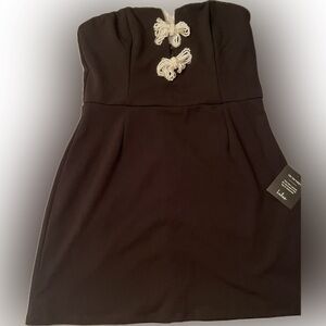 Lulu's Black Strapless Dress with Silver Accents